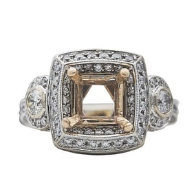 18k White and Rose Gold Diamond Engagement Ring Setting