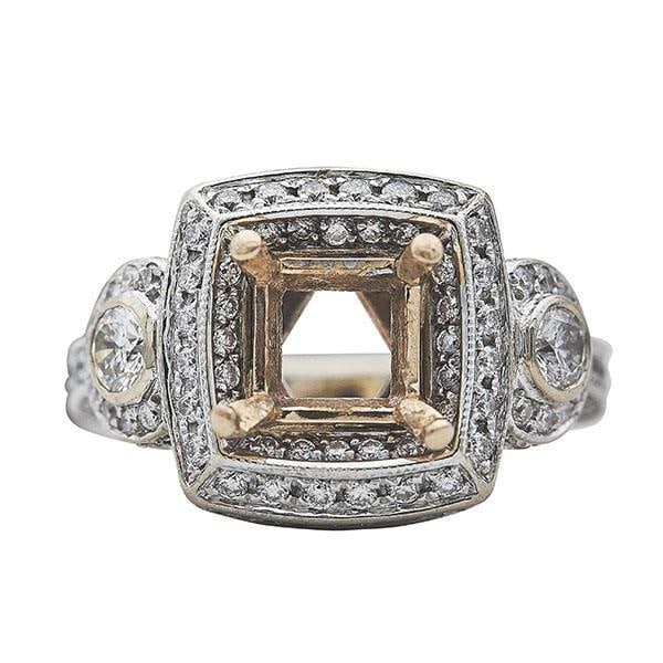 18k White and Rose Gold Diamond Engagement Ring Setting (1 of 3)