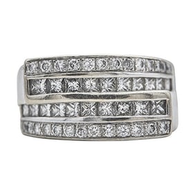 14k White Gold Diamond Band Ring