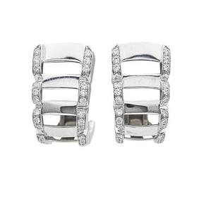 Pair of Patek Philippe Twenty-4 18k White Gold Diamond Hoop Earrings