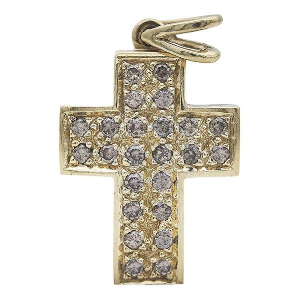 18k Yellow and White Gold Fancy Light Brown Diamond Cross Pendant (1 of 3)
