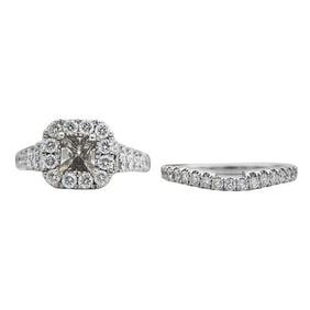 Neil Lane 14k White Gold Diamond Engagement Ring Setting and Wedding Band Ring