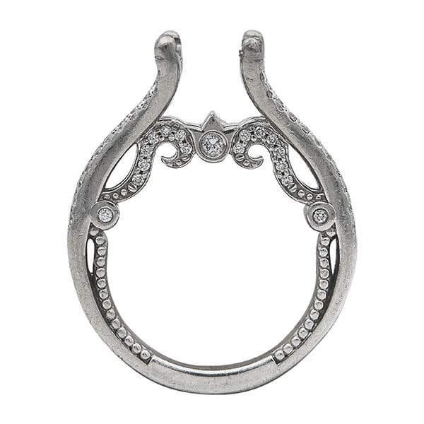 Verragio Platinum Diamond Engagement Ring Setting: METAL: Platinum. GEMSTONES: Diamonds approx. 0.67 ctw. MEASUREMENTS: Size 3 1/4, center will fit approx. 7.4 - 7.5mm stone. MARKED: Verragio, PT950. WEIGHT: 7.8 grams. Gemstones have not been graded f