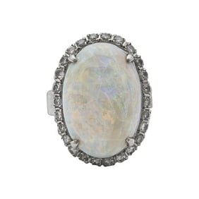 18k White Gold Opal and Diamond Ring