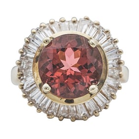 Stuller 14k Yellow Gold Tourmaline and Diamond Ring
