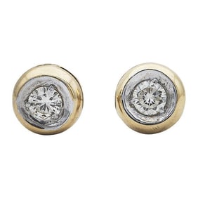 Pair of 14k Yellow Gold Diamond Earstuds