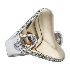Roberto Coin 18k Yellow and White Gold Diamond Saddle Ring