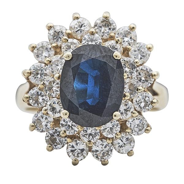 14k Yellow Gold Sapphire and Diamond Ring (1 of 3)