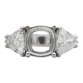 18k White Gold Diamond Three Stone Ring Setting