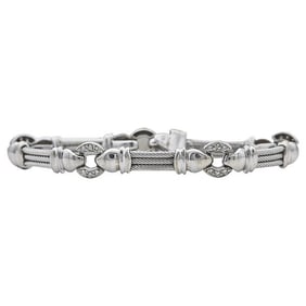 Charriol 18k White Gold Diamond Link Bracelet