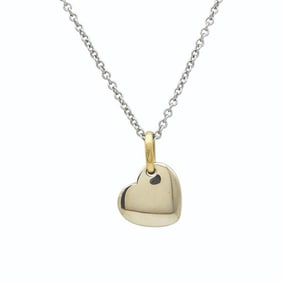 Pomellato 18k White and Yellow Gold Heart Pendant Necklace