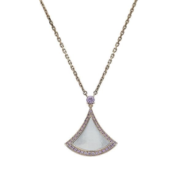 Bvlgari Bulgari 18k Rose Gold Pink Sapphire and Mother-of-Pearl Pendant Necklace (1 of 5)