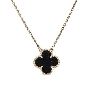 Van Cleef & Arpels Vintage Alhambra 18k Yellow Gold Onyx Pendant Necklace