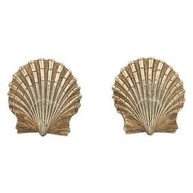 A Pair of Vintage Tiffany and Co. Schlumberger 18k Yellow Gold Scallop Seashell Earrings