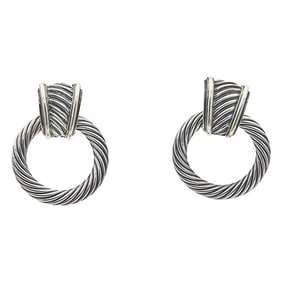 A Pair of David Yurman Sterling Silver and 14k Gold Hoop Earrings
