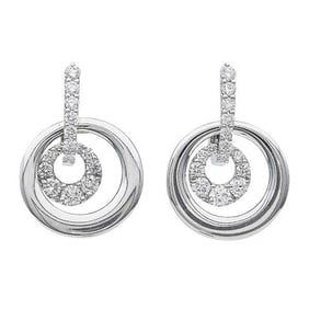 Pair of 18k White Gold Diamond Drop Earrings