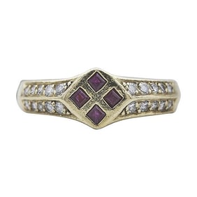 18k Yellow Gold Ruby and Diamond Ring