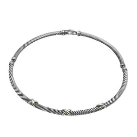 David Yurman Cable 14k Yellow Gold and Sterling Silver Collar Necklace