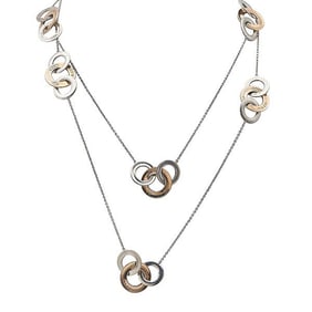 Tiffany & Co. 1837 Sterling Silver and Rubedo Metal Interlocking Circle 40 inch Station Necklace