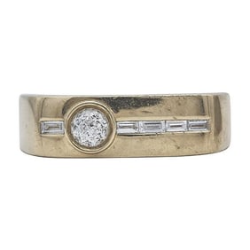 14k Yellow Gold Crown of Light Cut Diamond Band Ring
