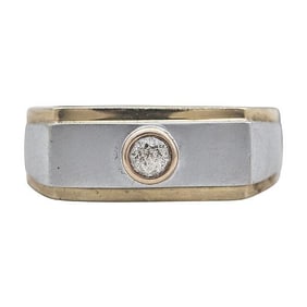 14k Yellow and White Gold Crown of Light Cut Diamond Band Ring
