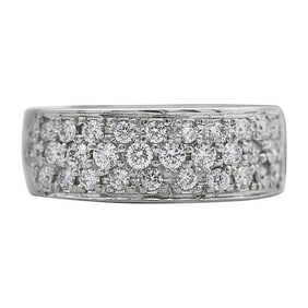 Platinum 3 Row Diamond Band Ring