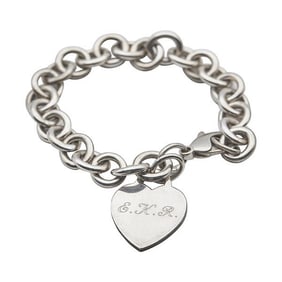 Tiffany & Co. Engraved Heart Tag Sterling Silver Bracelet