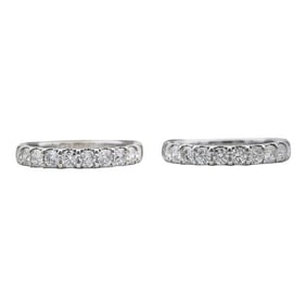 Set of 2 14k White Gold Diamond Band Rings