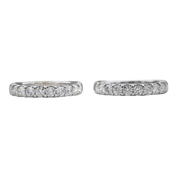 Set of 2 14k White Gold Diamond Band Rings (1 of 3)