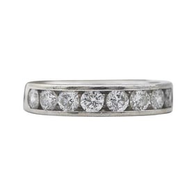 14k White Gold Channel Set Diamond Band Ring