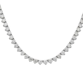 14k White Gold Faint Brown Diamond Necklace