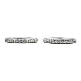 Set of 2 14k White Gold Diamond Band Rings