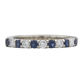 18k White Gold Diamond and Sapphire Band Ring