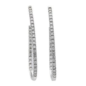 A Pair of 18k White Gold Diamond Hoop Earrings