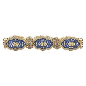 18k Yellow Gold Blue Enamel and Sapphire Bracelet