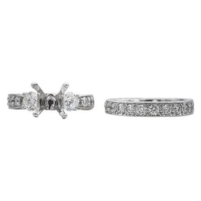 Scott Kay Platinum Diamond Engagement Ring Setting and Wedding Band Ring
