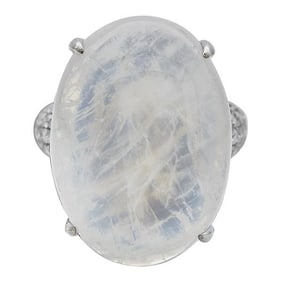 18k White Gold Moonstone and Diamond Ring