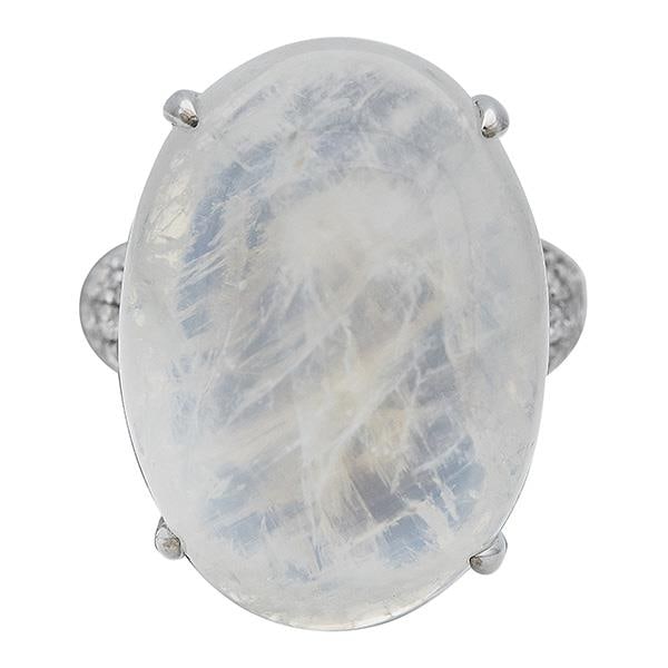 18k White Gold Moonstone and Diamond Ring (1 of 3)