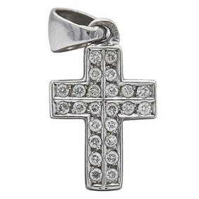 18k White Gold Diamond Cross Pendant