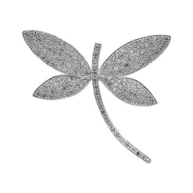 18k White Gold Diamond Dragonfly Brooch Pin