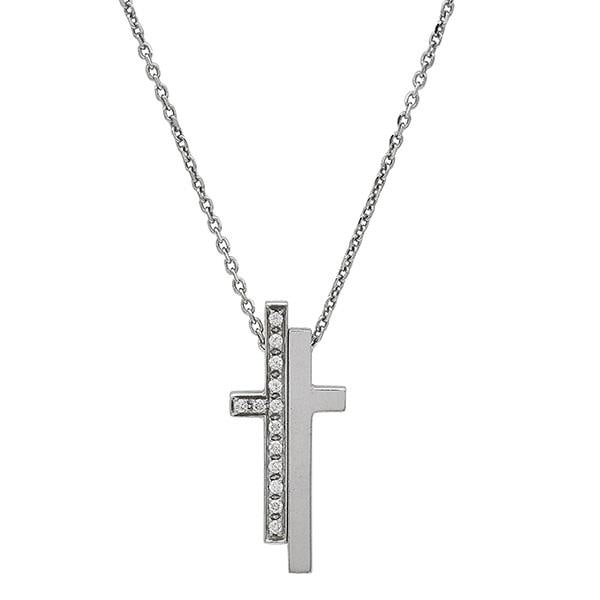 Gucci 18k White Gold Diamond Cross Pendant Necklace (1 of 5)