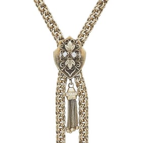 14k Yellow Gold Diamond Lariat Tassel Necklace