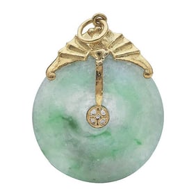 24k Yellow Gold Jade Pendant