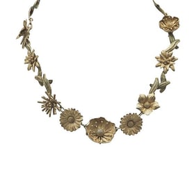 18k Yellow Gold Green Enamel Floral Convertible Necklace and Bracelets