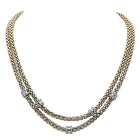 Fope 18k Yellow and White Gold Diamond Double Chain Necklace