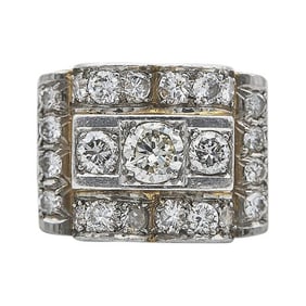 18k Yellow Gold and Platinum Diamond Band Ring