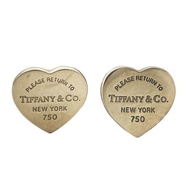 Pair of Tiffany & Co. Heart Tag 18k Yellow Gold Earrings