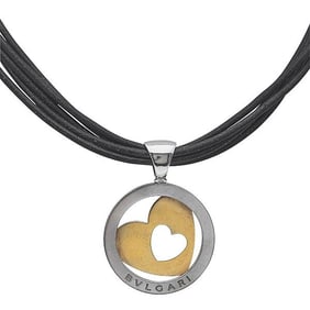 Bvlgari Bulgari Tondo 18k Yellow Gold and Steel Heart Pendant Necklace