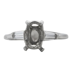 Platinum Tapered Baguette-Shaped Diamond Engagement Ring Setting