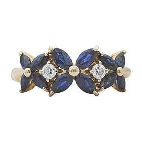 Tiffany & Co. 18k Yellow Gold Diamond and Sapphire Ring